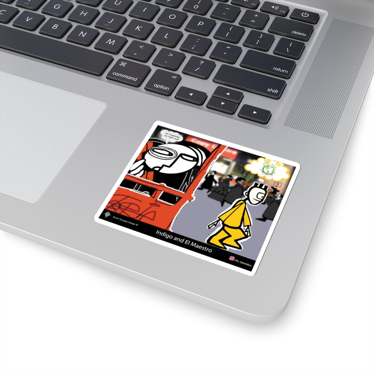 He is passing by right now / Stickers comics collection series / English