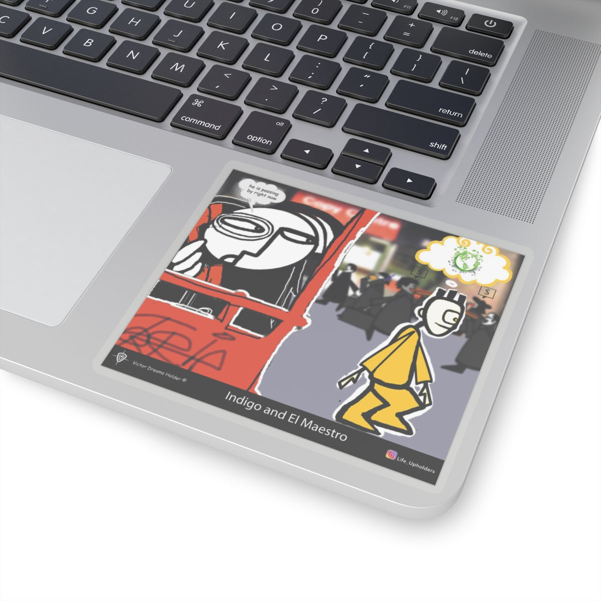 He is passing by right now / Stickers comics collection series / English